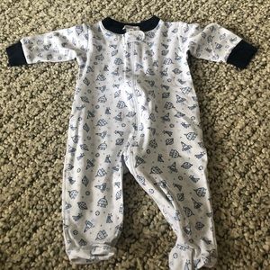 Kissy Kissy 3-6M Footie, blue & white